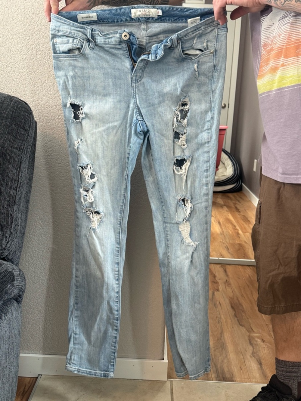 torrid Light Blue Distressed Skinny Jeans